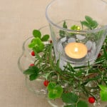 クリスマスのテーブルに！ローズマリーリースのキャンドルアレンジ