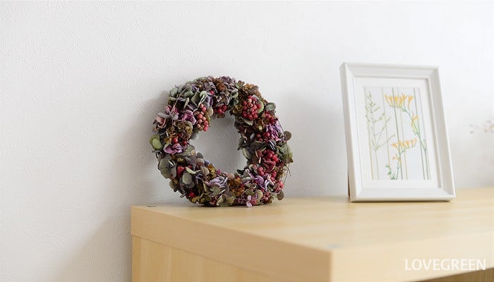 紫陽花リースの作り方とアイデア