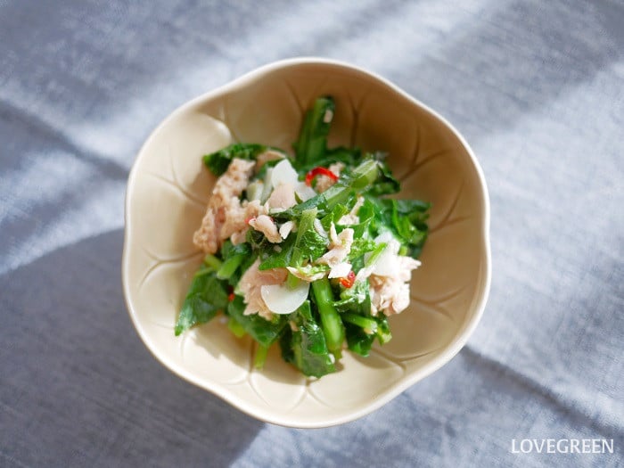 大根の葉とツナのオイル蒸し